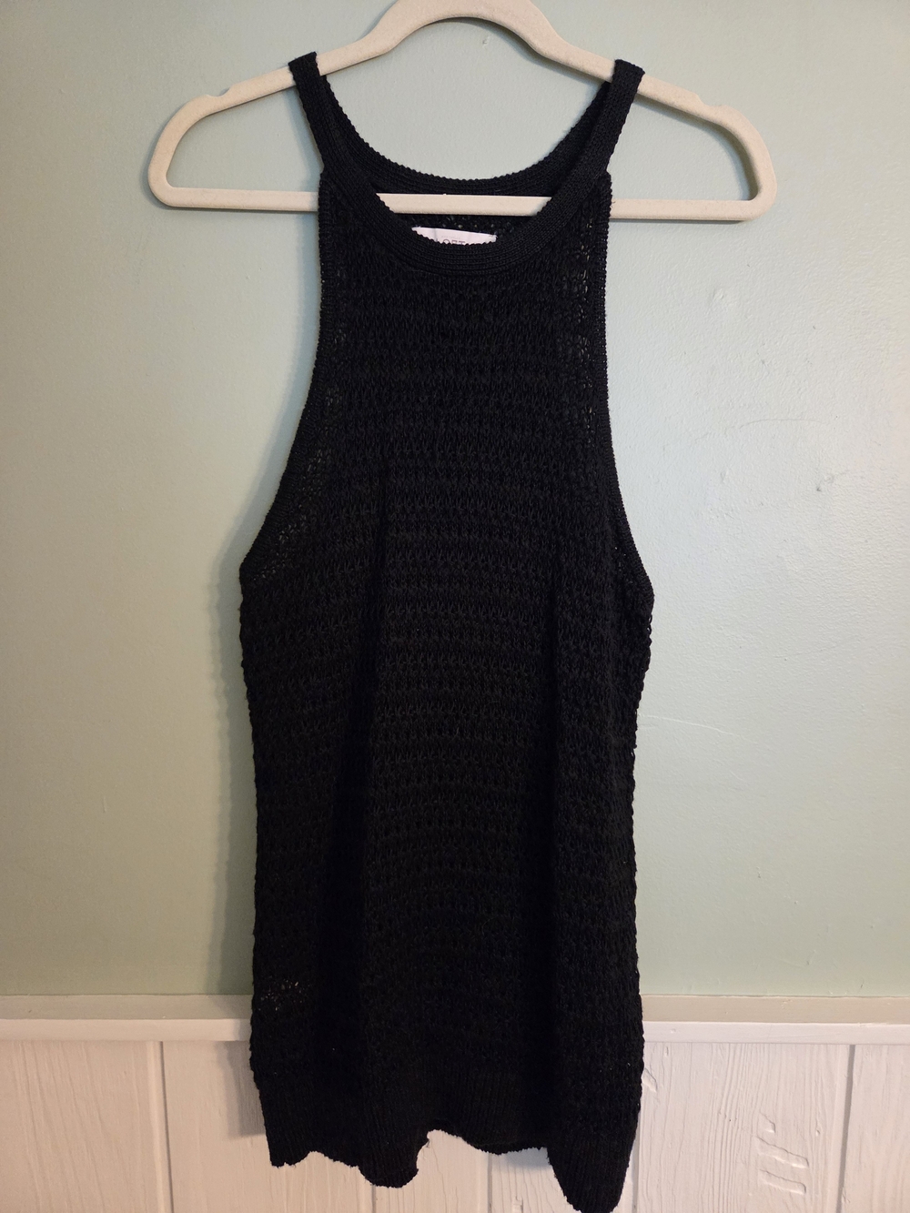 LOFT Black Open-Knit Sweater Tank